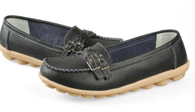 Leather Loafer with Buckles - The Beauty Closet Limited